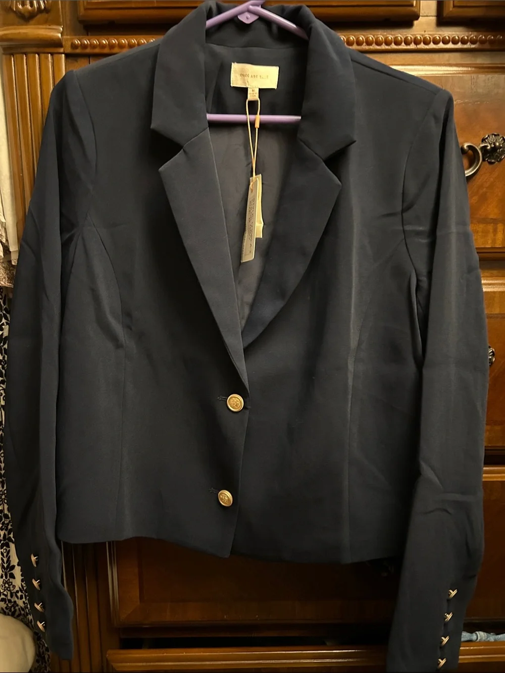 Skies are Blue Cropped Navy Blazer sz M - Picture 5 of 9